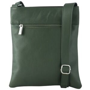 DIAS Green Leather‎ Crossbody Bag Small Shoulder Purse Zip Adjustable Strap